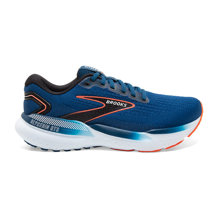 The lateal side of the Brooks Glycerin GTS has the guiderails that wrap around most of the shoe