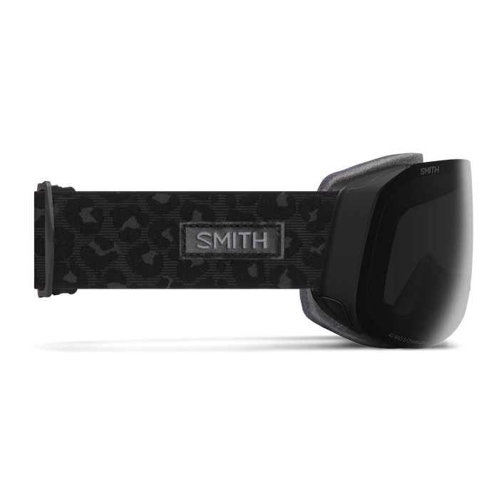 The strap of these Smith ski goggles have a print on them