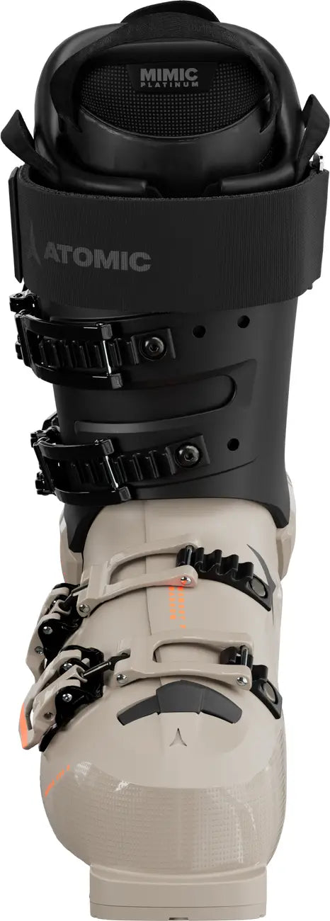 The front of the tongue of the Ultra 120 S ski boot says MIMIC platinum on the front