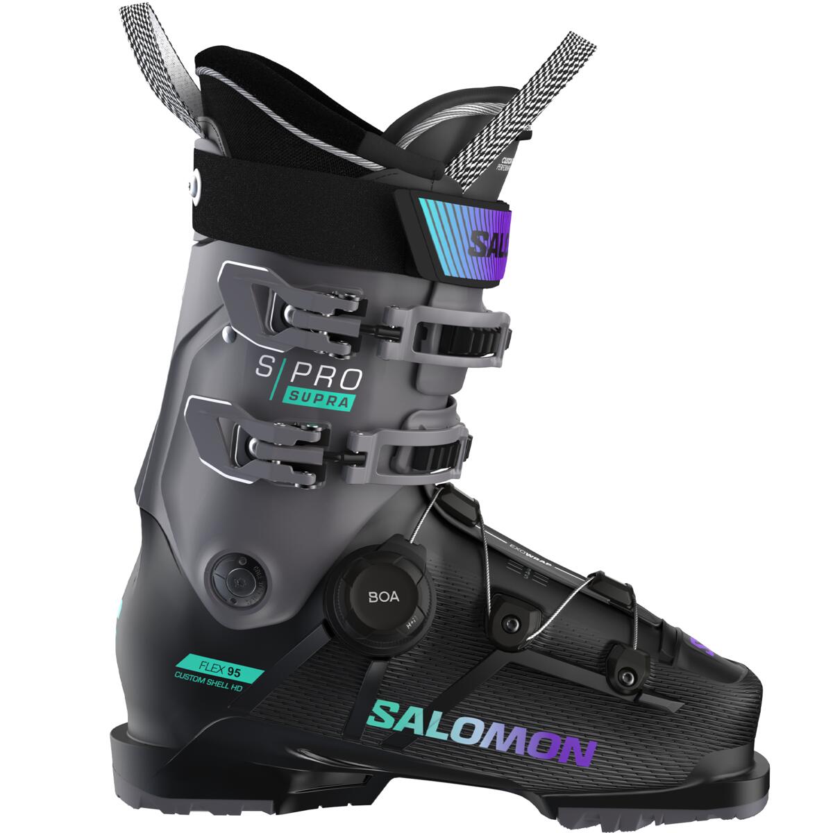 The Women's S/Pro Super is a great looking ski boot with a black lower adn a grey upper