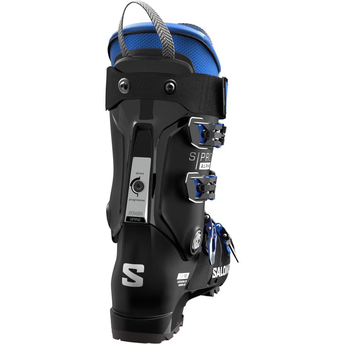 The spine of the Salomon S/Pro Alpha 120 has screw where the flex of the ski boot can be adjusted from Direct or Progressive