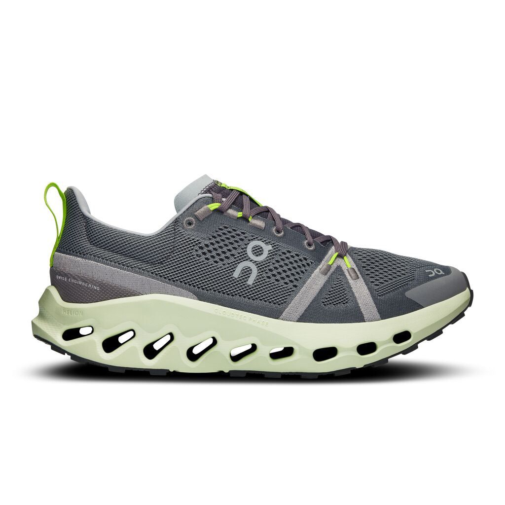 The On Cloudsurfer in Iron color looks exactly as you'd want a trail shoe with a fashion kick to look